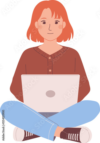 Woman Sitting with Laptop

