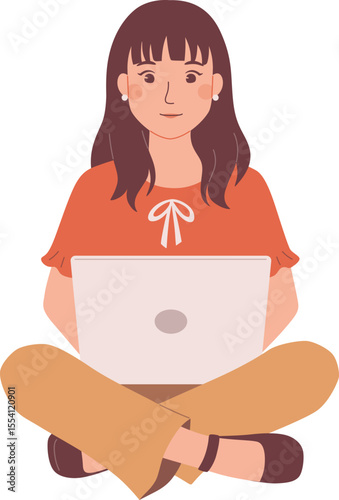 Woman Sitting with Laptop

