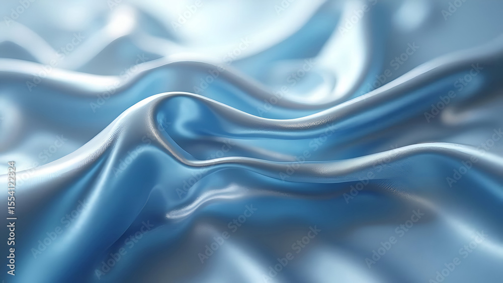 Fototapeta premium Abstract Rendering of Light Blue Flowing Fabric with Smooth Lines and Subtle Reflections Creating a Dreamy and Calming Effect