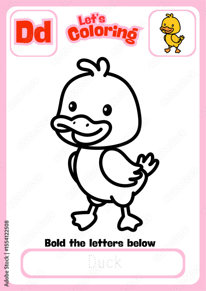 Fototapeta premium Let's Coloring Happy Duck 