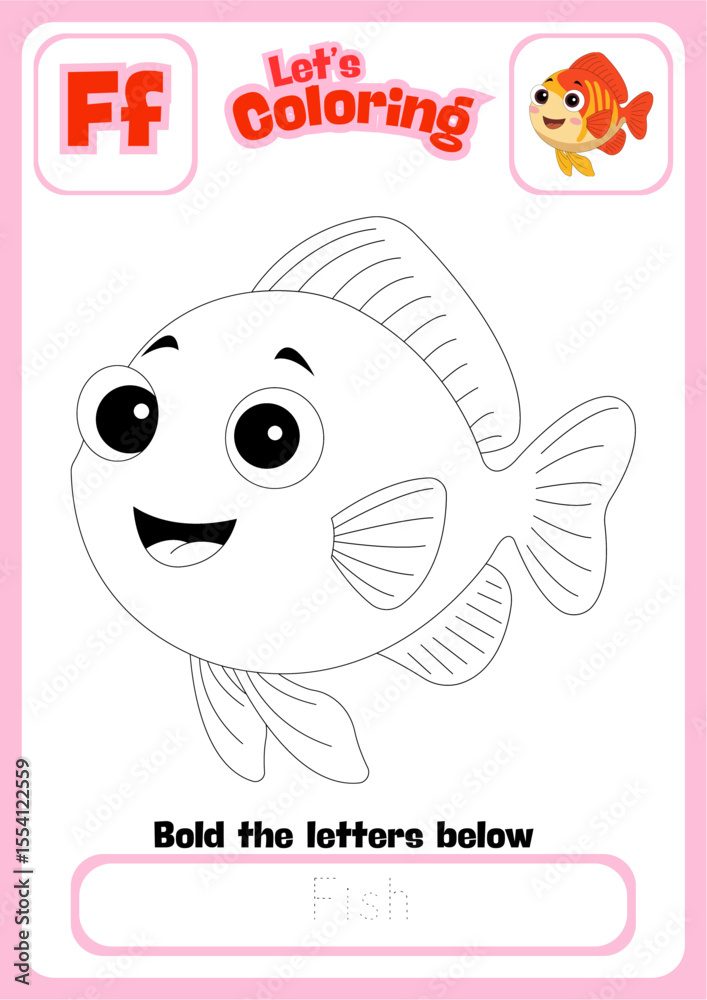 Fototapeta premium Let's Coloring Happy Fish