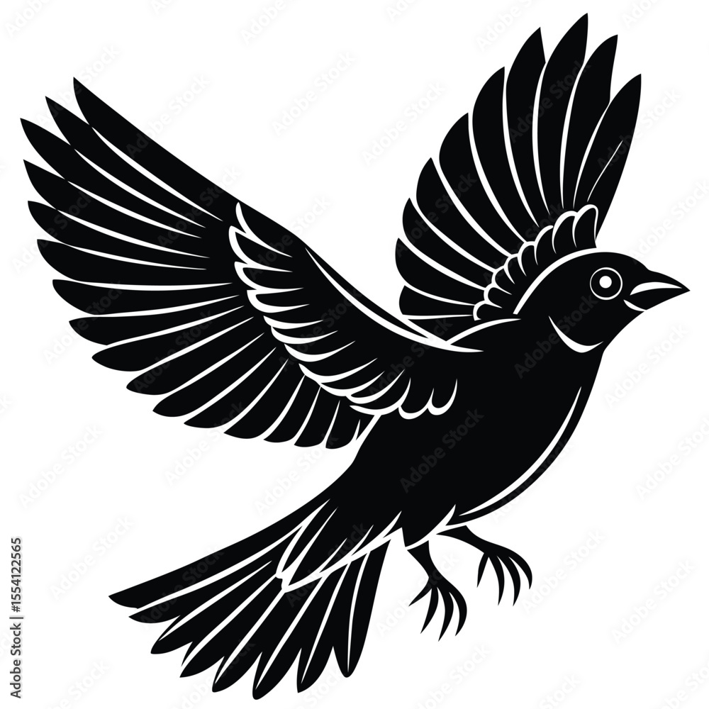 Fototapeta premium Elegant Silhouette of a Bird in Flight Vector Illustration