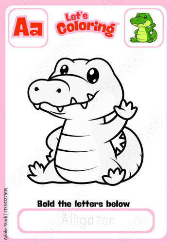 Let's Coloring Happy Aligator