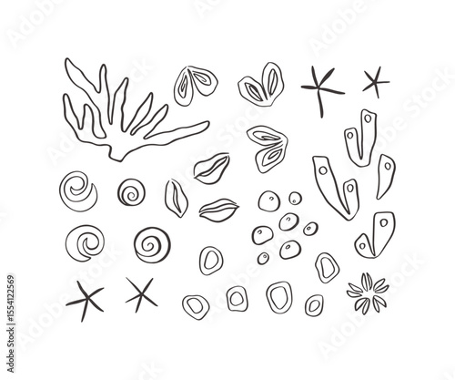 Hand drawn sea life collection