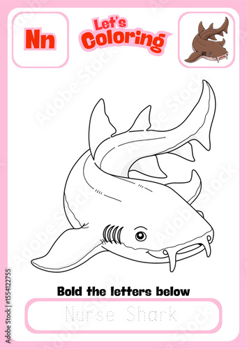 Let's Coloring Happy Nurse Shark 