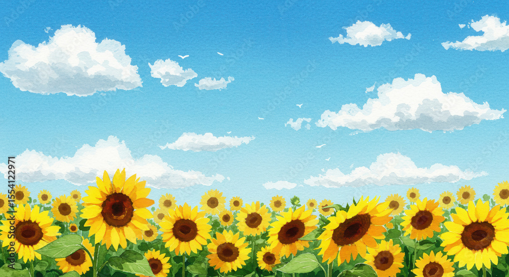 Fototapeta premium Sunny sunflower field background