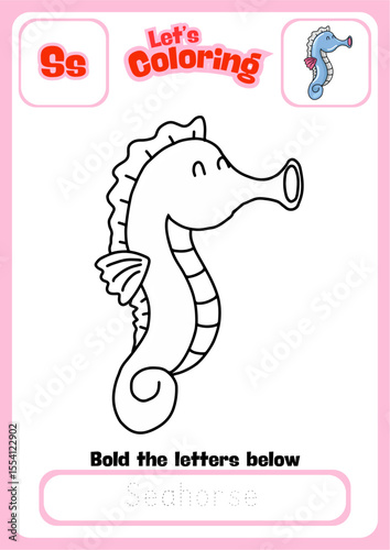 Let's Coloring Happy Sea Horse 