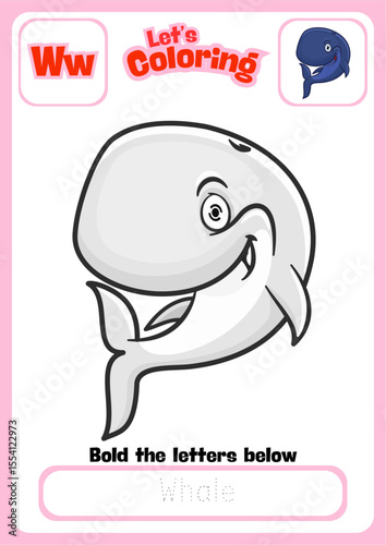 Let's Coloring Happy Whale
