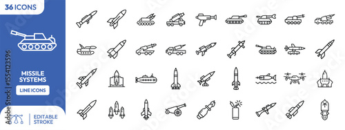 Collection line icons depicting various military vehicles and missile systems.