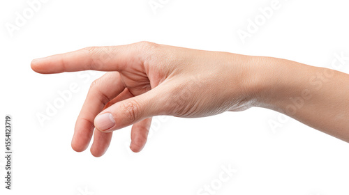 Isolated hand transparent background showing pointing gesture with natural skin tone and texture