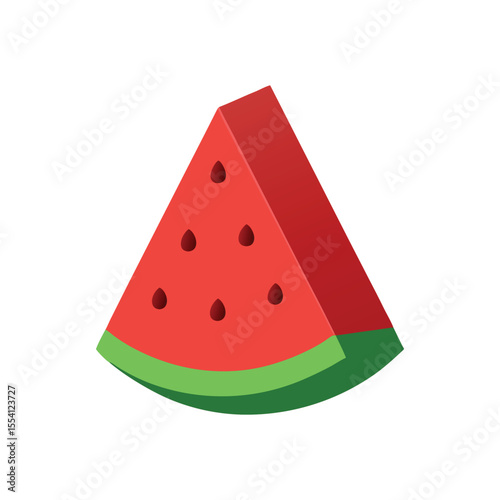 Juicy Watermelon Slice – Red Flesh with Green Rind and Black Seeds