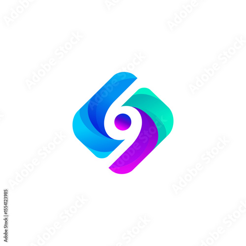 Abstract gradient swirl logo in blue and purple tones, modern tech style, perfect for branding or app icon.