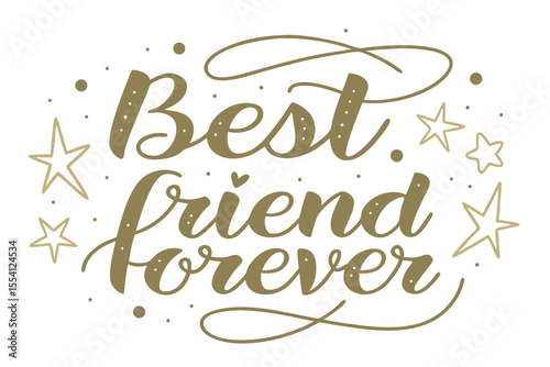 Elegant gold foil script best friends forever typography design