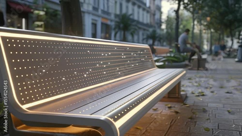 Modern lit park bench design