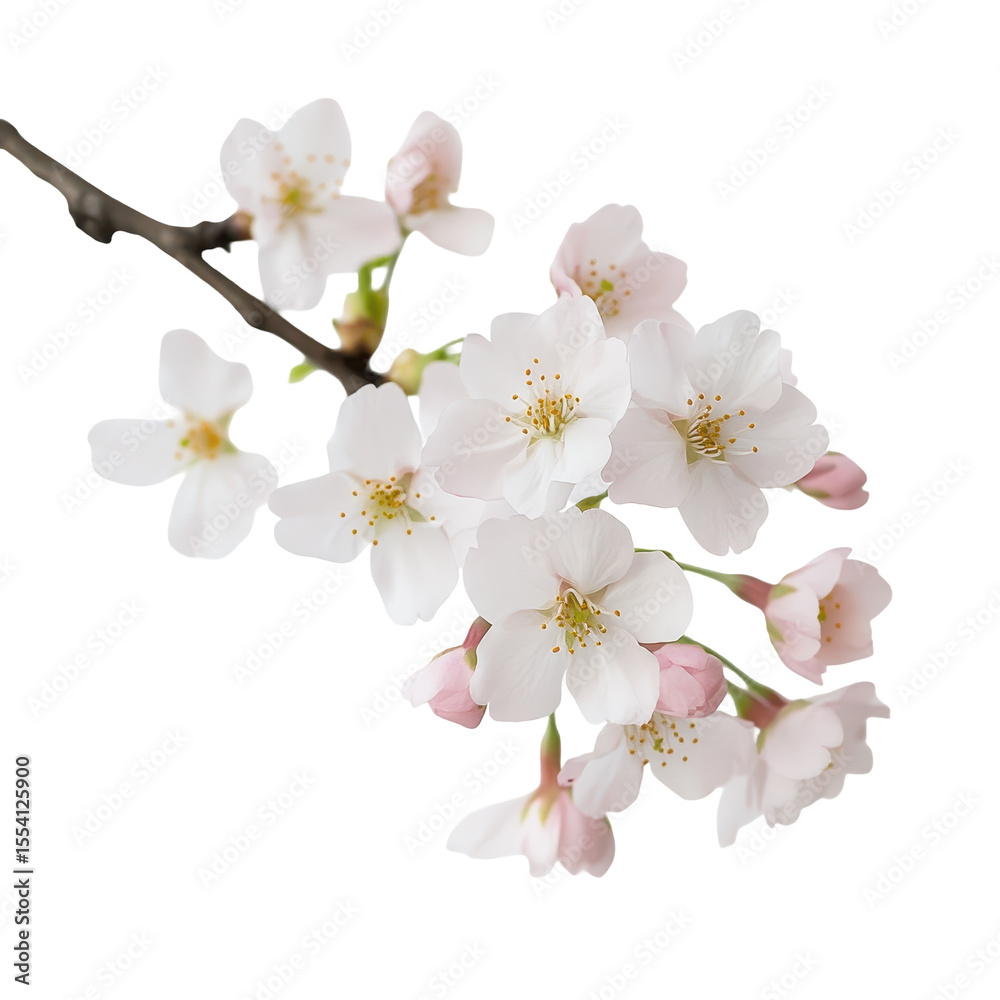 Fototapeta premium Delicate Cherry Blossoms Branch Spring Flowers Nature Beauty isolated on a transparent background