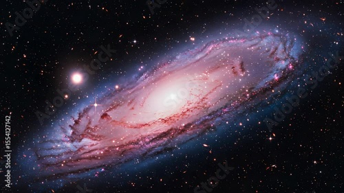 Andromeda Galaxy Displaying Stars and Interstellar Dust Against A Starry Night Sky