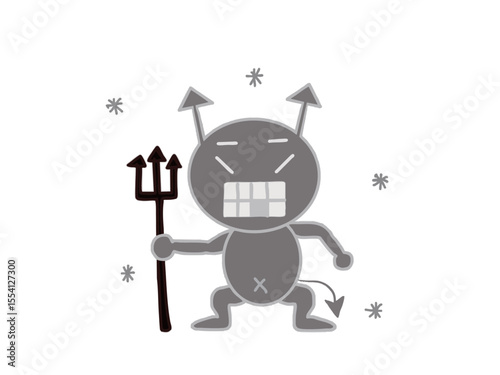 Illustration of a laughing germ holding a spear