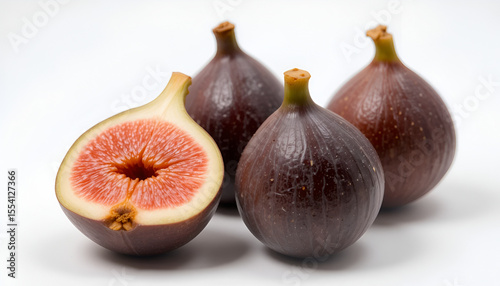 Fresh figs present a healthy lifestyle, showing the inside details and rich color of the fruit for culinary arts or wellness.
