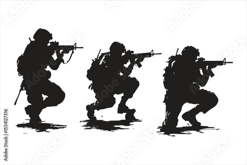 soldier with rifle, silhouette, soldier, gun, vector, military, illustration, people, music, rifle, weapon, army, silhouettes, war, sniper, guitar, black, boy, guitarist, musician, child, rock, men, a