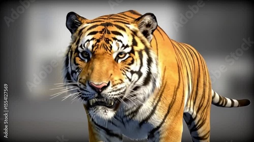 Striking Close-up of a Majestic Tiger with Intense Gaze and Open Mouth