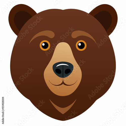Brown Bear Head on White Background – Powerful Wildlife Vector