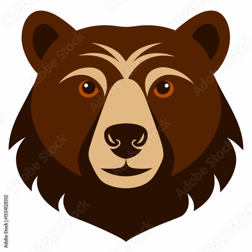 Brown Bear Head on White Background – Powerful Wildlife Vector