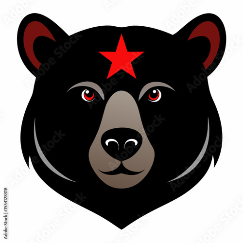 California Black Bear Head on White Background