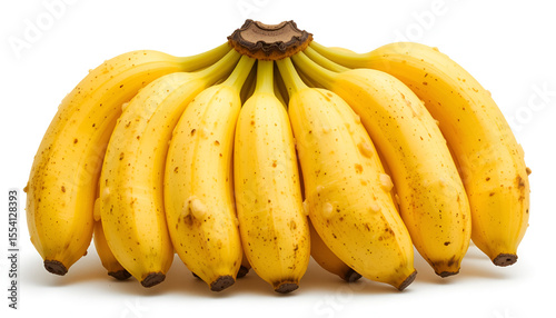 A vibrant bunch of ripe yellow bananas showcases speckled skins and inviting freshness, ideal for healthy eating themes.