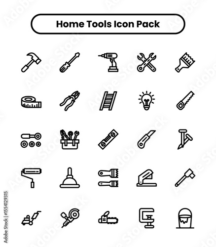 Home Tools thick line icon set 