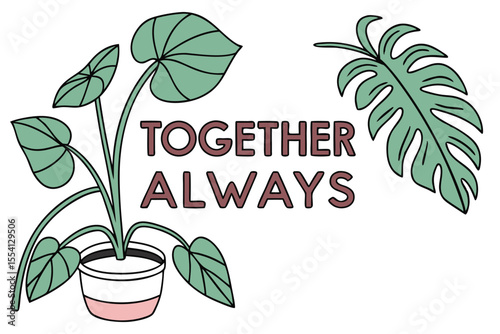 Clean vector illustration of a potted plant with lush green leaves