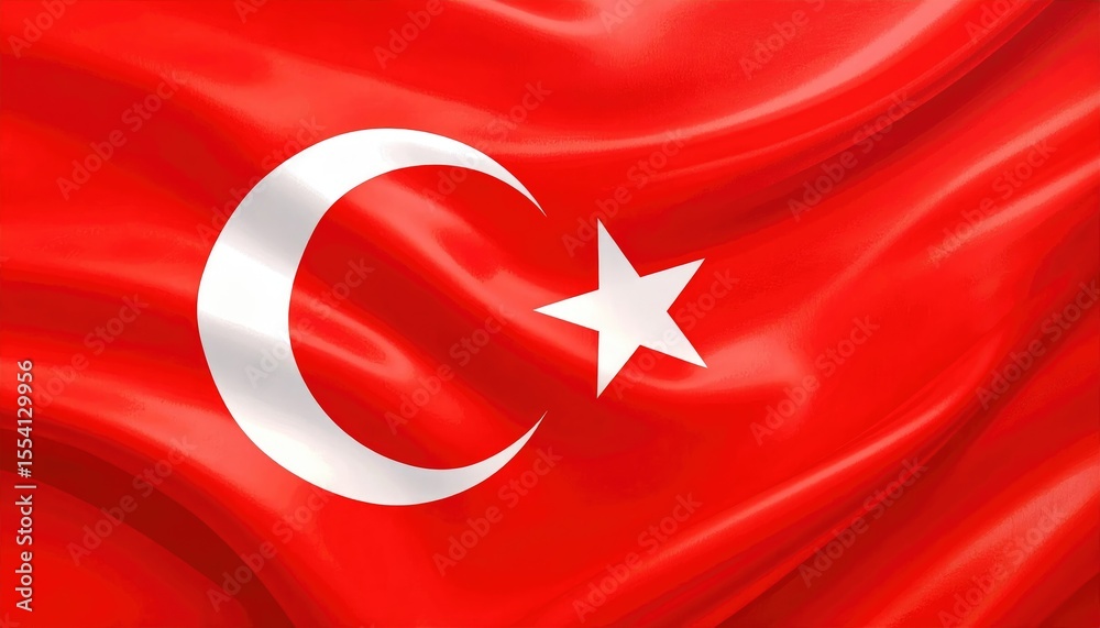 Obraz premium Vibrant Turkish Flag with Rich Colors and Flowing Fabric Texture