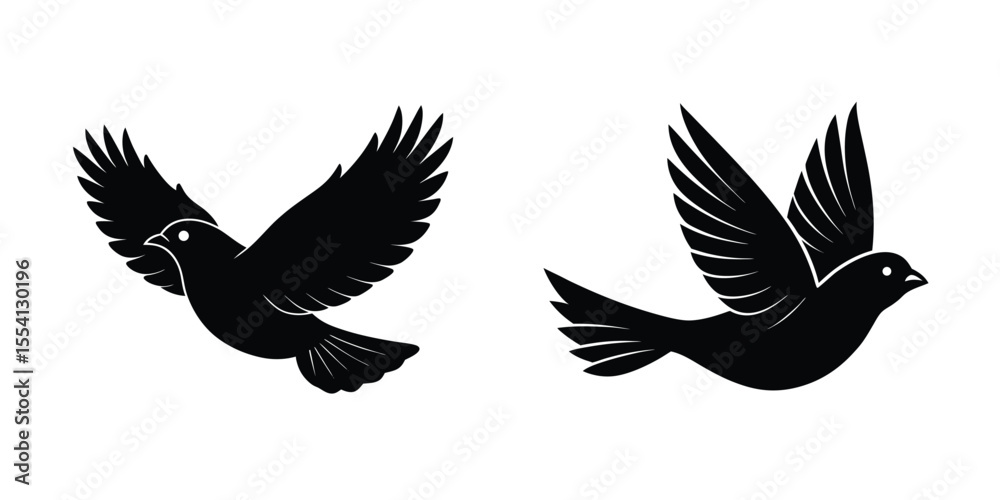 Obraz premium Canary Flying Upward Flat Silhouette on White Background