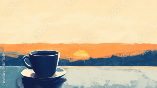 A cup of coffee is sitting on a saucer on a table
