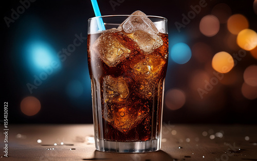 glass of cola with ice