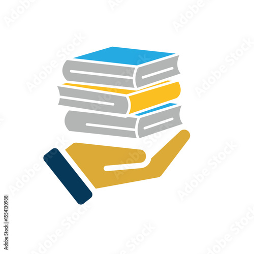 education icon. book or ebook in hand. smart, learning, clever. Flat design style