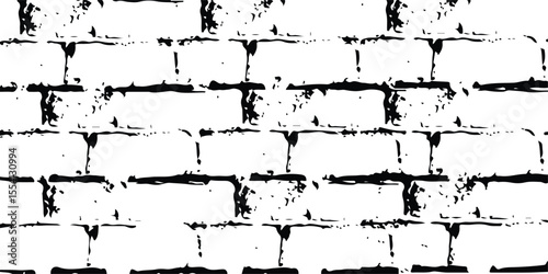 Vintage monochrome black and white grunge texture. The pattern of ink spots, splashe, Destroyed crumbled plaster on aged painted brushed surface. Shabby exterior city putty. Rough grunge chipped edges