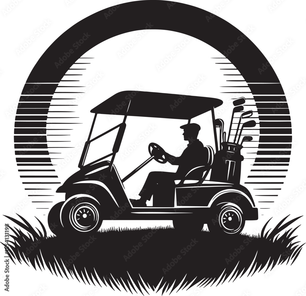 Fototapeta premium golf car silhouette transparent background illustration premium quality
