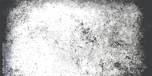 Vintage monochrome black and white grunge texture. The pattern of ink spots, splashe, Destroyed crumbled plaster on aged painted brushed surface. Shabby exterior city putty. Rough grunge chipped edges