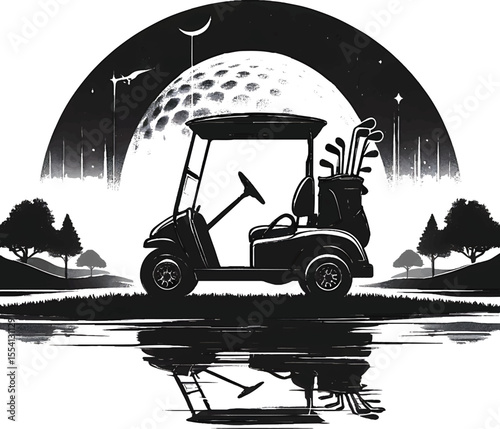 golf car silhouette transparent background illustration premium quality