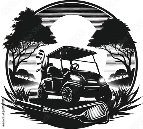golf car silhouette transparent background illustration premium quality