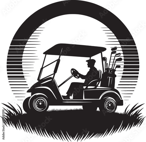 golf car silhouette transparent background illustration premium quality