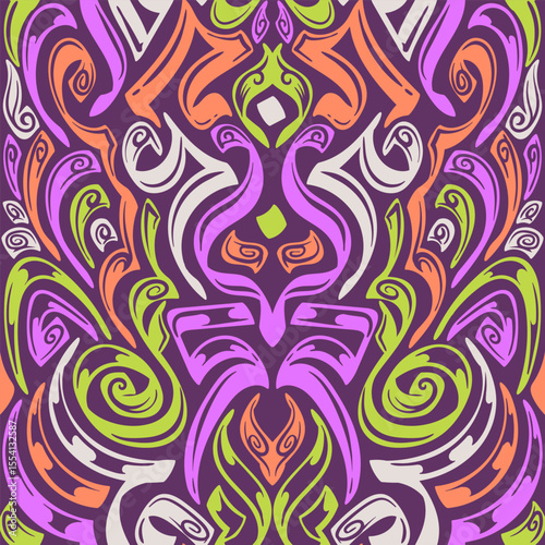 Purple Ornamental Swirl Flame Pattern Design