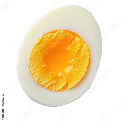 Hard-boiled egg yolk and white closeup healthy breakfast food isolated on a transparent background