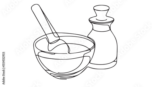 Continuous one single minimal line drawing mixing bowl