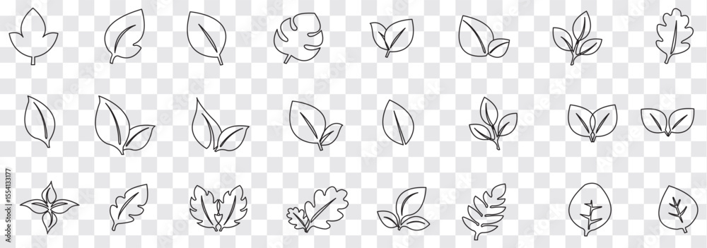 Fototapeta premium Black Leaf icon set. Eco friendly and bio logo, vegan. Leaves collection. Ecology leaf set. Leaf isolated on white background. Variety leaves Design. EPS 10.