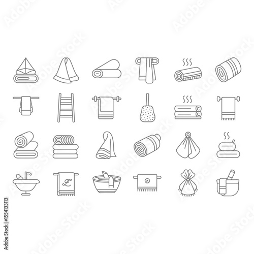 Collection of towel icons isolated on white background in outline style