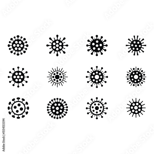 Collection of virus icons isolated on white background