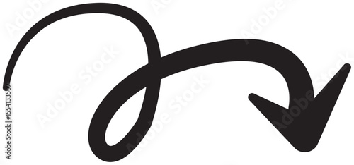 Handwritten arrow. Vector. Simple mark, icon. Black.