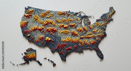 Sculptural US Map: A Vivid Tapestry of State-by-State Textures
