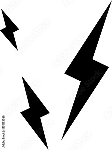 Stylized black lightning bolt icons are positioned diagonally on a white background, suggesting power, speed, or energy
